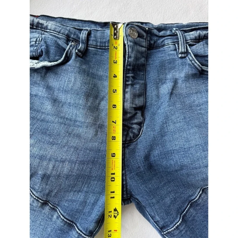 True Religion Rocco Moto Jeans Men 40 Blue Relaxed Skinny Stretch Biker Denim